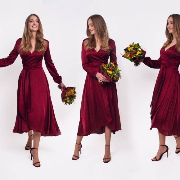 Red Satin Dress - Picture 1 of 10